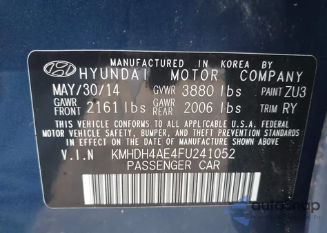 2015 Hyundai Elantra Se из США, поврежденный, VIN KMHDH4AE4FU241052